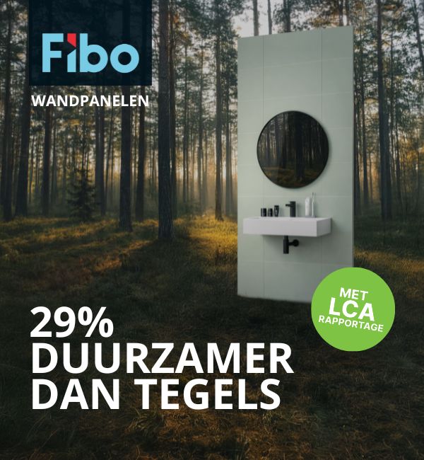 De wandpanelen van Fibo zijn 29 procent duurzamer dan tegels