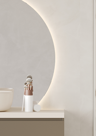 Close up foto van de Fibo wandpanelen van de collectie Cloudy Onyx zonder voeglijn