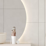 Een close up foto van de Fibo wandpanelen van de collectie Cloudy Onyx met voeglijn