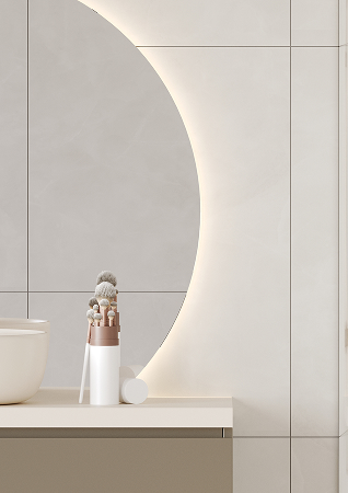 Een close up foto van de Fibo wandpanelen van de collectie Cloudy Onyx met voeglijn