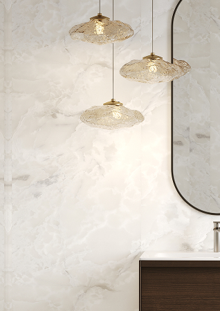 Close up foto van Fibo wandpanelen van de collectie Arctic Onyx zonder voeglijn