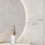 Een close up foto van Fibo wandpanelen van de collectie Arctic Onyx zonder voeglijn