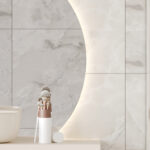 Een close up foto van Fibo wandpanelen van de collectie Arctic Onyx 60 x 60 cm