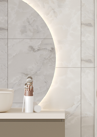 Een close up foto van Fibo wandpanelen van de collectie Arctic Onyx 60 x 60 cm