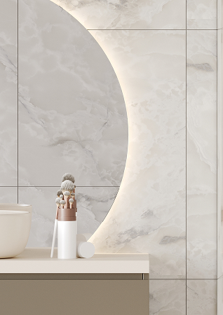 Een close up foto van Fibo wandpanelen van de collectie Arctic Onyx 60 x 80 cm