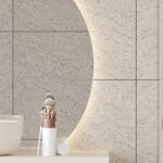 Een close up foto van de Fibo wandpanelen van de collectie Pebble Granite 60 x 60 cm
