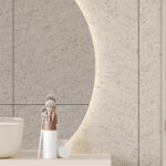 Een close up foto van de Fibo wandpanelen van de collectie Pebble Granite 60 x 80 cm