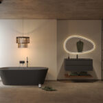 Een badkamer met Fibo wandpanelen van de collectie Salted Stone zonder voeglijn