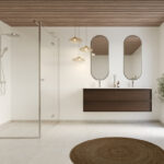 Een badkamer met Fibo wandpanelen van de collectie Salted Stone zonder voeglijn