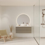 Een badkamer met Fibo wandpanelen van de collectie Salted Stone zonder voeglijn