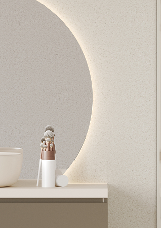 Een close up foto van de Fibo wandpanelen van de collectie Salted Stone zonder voeglijn