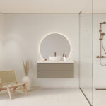 Een badkamer met Fibo wandpanelen van de collectie Salted Stone 60 x 60 cm