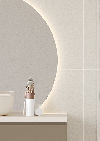 Een close up foto van de Fibo wandpanelen van de collectie Salted Stone 60 x 60 cm