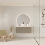 Een badkamer met Fibo wandpanelen van de collectie Salted Stone 60 x 80 cm